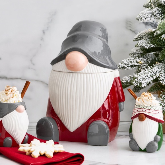 Pottery Barn Other - Pottery Barn Whimsically Cute Gnome Shaped Lidded Cookie Jar